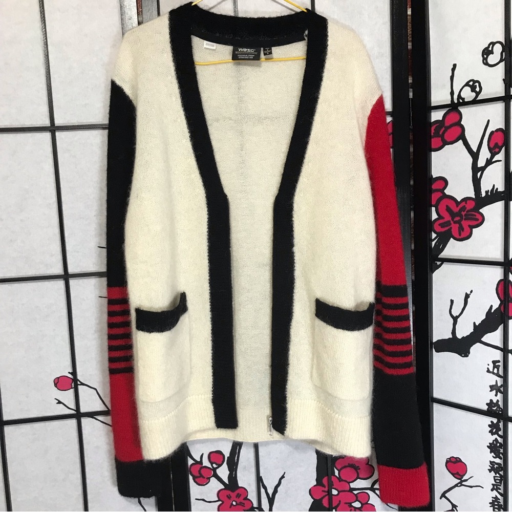 🐲💙WESC color blocked wool-mohair blend Unisex Knitted sweater